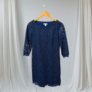 London Times Lace Overlay Dress Blue Size 4